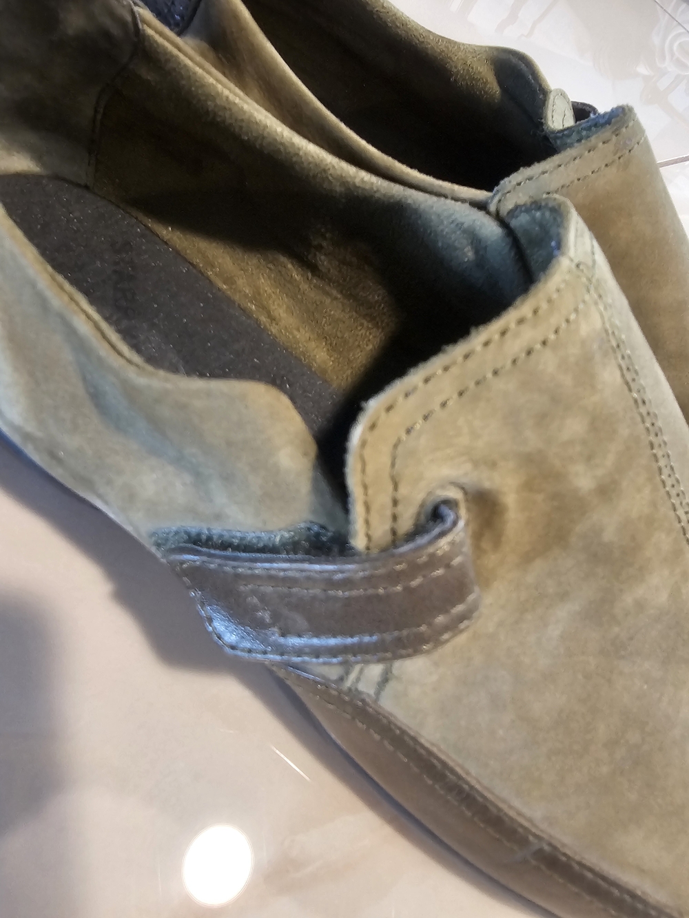 Hush Puppies Olive Green Suede Slip-On Loafers
